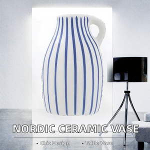 Jarrón de Porcelana Nórdico Simple con Diseño de Barriga Grande para Arreglos Florales de Mesa o Adornos Decorativos para Bodas - Product Image 2