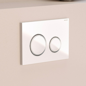 Botones de Inodoro SIGMA 21 de Vidrio Blanco y Cromo Negro con Placa de Control - Product Image 2