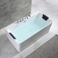 Baignoire balnéo autoportante en acrylique, rectangulaire, avec hydromassage SPA, 7 jets d'eau, bain profond moderne pour salle de bain d'hôtel