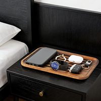 Plateau de rangement en bois de noyer noir, design moderne et intemporel, série Foundation, plateau rectangulaire en bois dur de noyer, idéal comme cadeau.