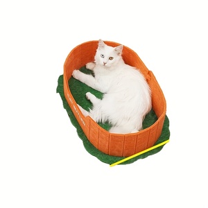 Modern Sustainable Sound-Absorbing Felt Cat Hideaway Collapsible Enclosed Cat Cave & Cozy Indoor Play Tunnel Print Design - Product Image 5