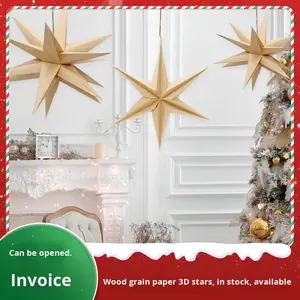Décoration suspendue <span class=keywords><strong>en</strong></span> bois grainé personnalisée par le fabricant, étoile 3D, décoration de cadeau chinoise, décoration suspendue pour amis et famille - Product Image 5
