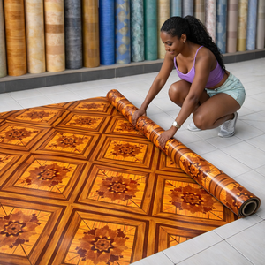 Rollo de Revestimiento de Suelo de Vinilo PVC Plástico Goma Linóleo Alfombra Cubierta de Cuero para Pisos - Product Image 1