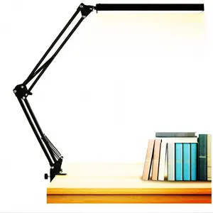 Luz de mesa ajustável, braço oscilante, montagem, lâmpadas de mesa led para leitura em estudo
