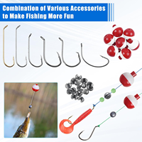 Kit de pêche pour débutants 84 pièces avec flotteurs, hameçons, plombs et émerillons pour la pêche au bar, à la truite, au poisson-chat et au poisson-sole en eau douce – Ensemble de démarrage