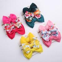 Liquidation 3 pièces/ensemble bébé cheveux accessoires nouveau-né doux Style filles doux tissu bandeaux couleur unie imprimé Nylon