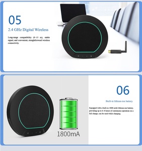 Microphone de conférence sans fil 2.4G, portée 5M, suppression d'écho 384ms, omnidirectionnel, direct usine pour salle de vidéoconférence - Product Image 6