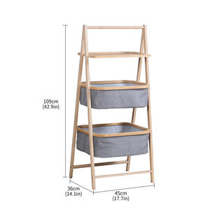 Étagères de salle de bain multifonctionnelles à 3 niveaux, mobiles, en bambou, panier de rangement - Product Image 6