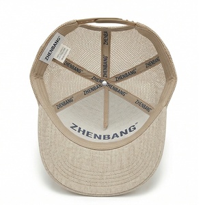 Gorra Trucker de Lino Bordada Personalizada al por Mayor, Gorra Trucker Lisa de 6 Paneles con Cierre a Presión para Exteriores - Product Image 5