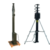 Mât télescopique de 10 m à charge utile élevée, en acier robuste, avec treuil électrique à manivelle pour grandes antennes et éclairage de stade