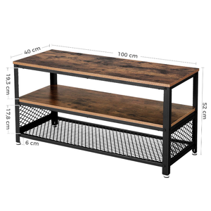 Table de salon Vintage marron foncé, Design <span class=keywords><strong>industriel</strong></span>, cadre métallique, Grain de bois, <span class=keywords><strong>meuble</strong></span> <span class=keywords><strong>TV</strong></span>, Console - Product Image 4