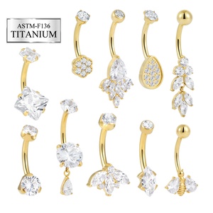 Nhà máy tùy chỉnh thiết kế ASTM F136 Titan Zircon rốn cơ thể piercing đồ trang sức nút bụng vòng - Product Image 1