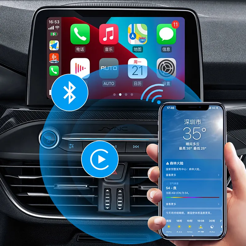 בוי אלחוטי לרכב משחק Ai Box אנדרואיד 10 מולטימדיה וידאו אלחוטי CarPlay עבור BMW עם מפעל לאייפון CarPlay