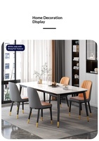 Ensemble de table à manger minimaliste moderne 5 pièces 140x80x75cm rectangulaire en bois massif brun avec chaises réglables en acier inoxydable 4 places
