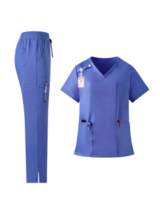 Conjuntos de exfoliación de moda para médicos, transpirables, suaves, antiarrugas, de 2 vías, de poliéster elástico/tela tejida de algodón, Unisex, para uso hospitalario - Product Image 3