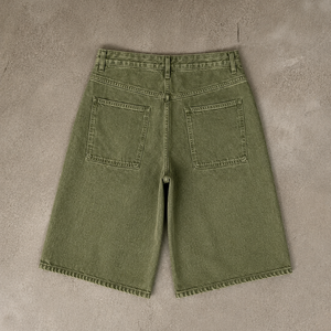 Dernières Tendances Populaires : Short en Jean Ample en Coton Kaki avec Étiquettes Blanches, Coupe Décontractée pour Garçons, <span class=keywords><strong>Bermuda</strong></span> en Jean Vert - Product Image 2