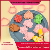 Ensemble de découpoirs à biscuits en plastique 3D en forme de citrouille et de feuille d'érable pour l'automne, moule à biscuits personnalisé en argile DIY