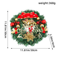 Guirnalda Decorativa Navideña Artificial Roja, Verde y Blanca con Lazo, Bayas, Cajas de Regalo, Bolas de Navidad y Piñas