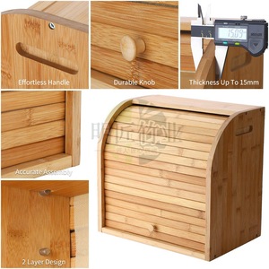 กล่องเก็บขนมปังไม้ไผ่สองชั้นพร้อมประตูม้วนเก็บได้ ภาชนะใส่อาหารในครัว - Product Image 3
