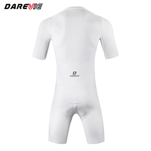 Combinaison de cyclisme Darevie OEM respirante anti-UV blanche à manches courtes, trisuit pour hommes, interface élastique italienne, rembourrage Wallone - Product Image 5