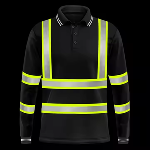 Camiseta de Trabajo de Alta Visibilidad HBC ANSI Clase 2, Duradera, con Franjas Reflectantes, Camiseta de Seguridad de Manga Larga para Construcción, Logotipo Personalizado YS - Product Image 4