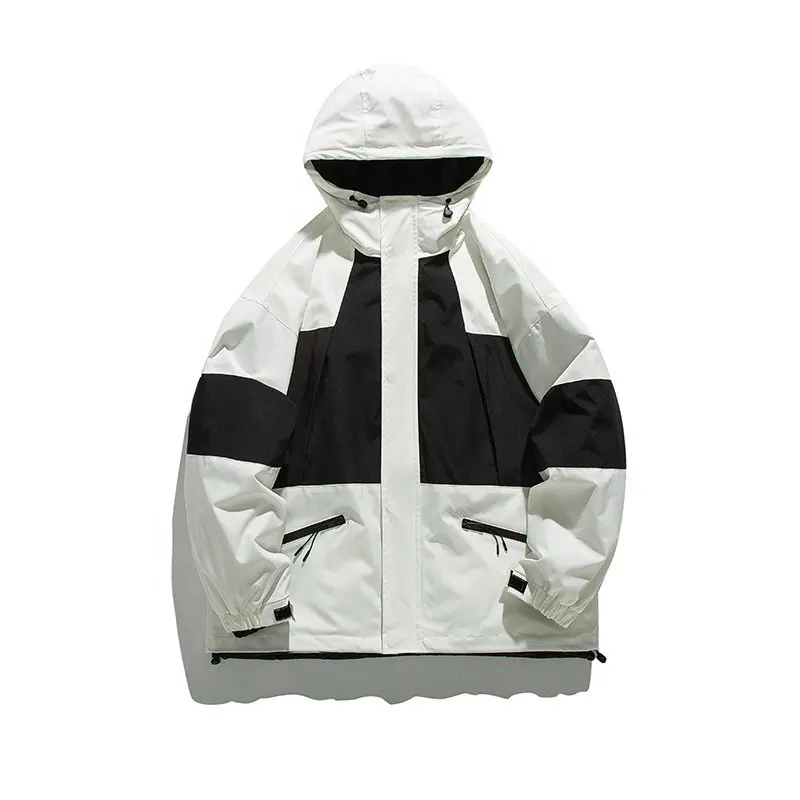 Custom Logo Half Placket Color Contrast Windbreaker Streetwear Zip Up Nylon Windproof Oversized Hooded Anorak Jacket For Men