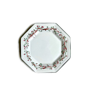 Assiette en céramique octogonale de style nordique vintage, décor florale rustique, service de vaisselle pour les fêtes, prix bas, porcelaine - Product Image 5