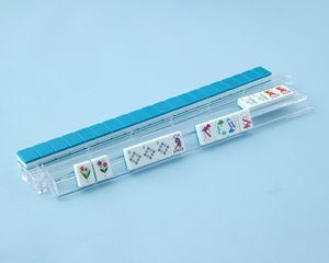 En stock, prêt à être expédié : Ensemble de tuiles de mahjong en acrylique de luxe avec base bleue, livraison rapide, jeu de mahjong chinois pour 4 joueurs - Product Image 6