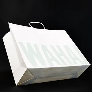 맞춤형 로고 인쇄 도매 식료품 손잡이 화이트 크래프트 선물 가방