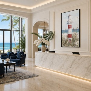 Cuadro al por mayor de faro enmarcado en lienzo impasto, arte de pared con marco negro, paisaje costero, velero impresionista rojo y blanco, decoración oceánica. - Product Image 1