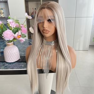 Pelucas Sintéticas Largas y Lisas Baratas para Rubias, 13x4, Frente Transparente, Alta Calidad, Resistentes al Calor, Línea de Cabello Natural para Negras - Product Image 3