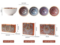 Portable 4.5 pouces bohême Style cuisine porcelaine riz bols réutilisables de qualité alimentaire turc en céramique soupe nouilles bols ensemble