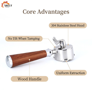 Portafiltro sin Fondo XL-51mm con <span class=keywords><strong>Mango</strong></span> de Madera para <span class=keywords><strong>Delonghi</strong></span> Dedica Espresso, Cesta de Filtro Compatible con EC680 EC685 - Product Image 2