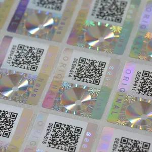 Security Hologram Label Custom Tamper Proof Tags Scratch-off Anti-counterfeit Label With Unique Number Security Authenticity 3D Hologram QR Code Sticker
