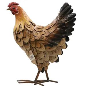 Metal crafts factory Garden statue festival iron cock crafts rusty cock hand made Metal Chicken Sculpture Home Decor