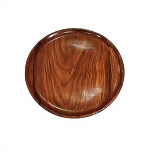 Assiette de présentation en bois de qualité supérieure, couleur marron, forme ronde, pour hôtels et restaurants - Product Image 1