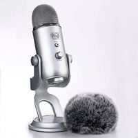 Manchon anti-vent en fourrure pour microphone audio professionnel en gros, manchon en fourrure personnalisé pour microphone Yeti bleu, enregistrement