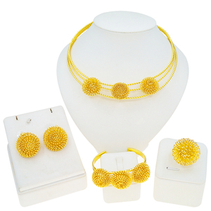 2026 Fashion Trendy Wedding <strong>Jewlery</strong> Set Luxury Glod Plated Jewelry Necklace for Women Set - Product Image 5