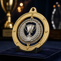 Médaille rotative personnalisée en alliage de zinc avec design mascotte en émail 3D, plaque de récompense ronde en relief pour les prix sportifs et souvenirs