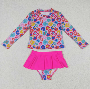 Traje de Baño de Dos Piezas para Niñas Pequeñas, Diseño Floral Dulce, Manga Larga, Transpirable, Nailon/Algodón - Product Image 5