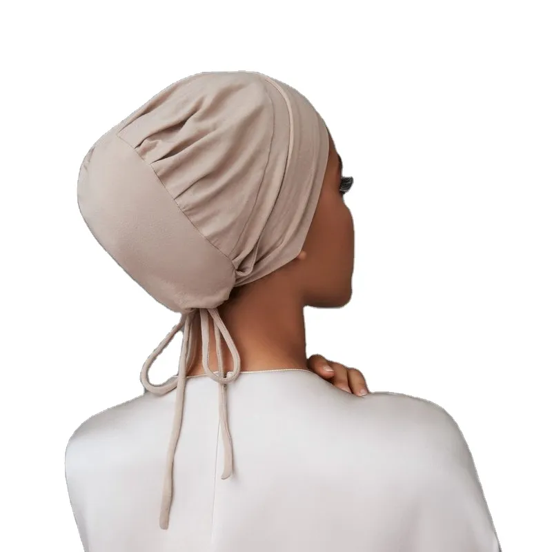 Заводская модная популярная эластичная шапка-хиджаб из молочного шелка под шарф для мусульманских женщин