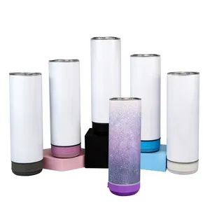 SISUN Hot Selling Vacuum Insulated Speaker Smart Music Player Glow In Dark Display Tumbler For White Sublimation Transfer