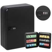Armoire à clés murale en acier laminé à froid noir SHUAIMA pour usage domestique, hôtelier et professionnel, avec serrure à combinaison à 48 touches pour un rangement sécurisé