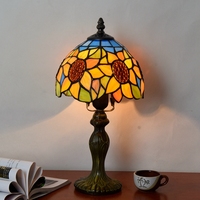 Lampe de table LED rétro en verre teinté style nordique tournesol 20 cm pour la maison, le bar ou la table de nuit