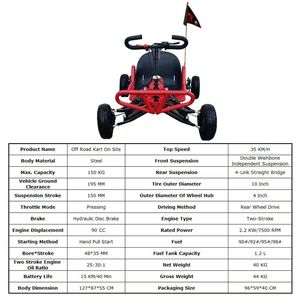 90cc 2-takt benzine aangedreven go-kart club, langzaam racen, 4-inch tubeless banden, outdoor camping pedaal go-kart voor kinderen/tieners - Product Image 6