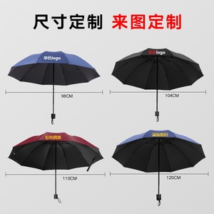 ร่มพับสามตอนสีดำไวนิลแบบอัตโนมัติ ป้องกันแดดฝน พร้อมโลโก้สั่งทำ ร่มธุรกิจ ของขวัญ ร่มโฆษณา - Product Image 4