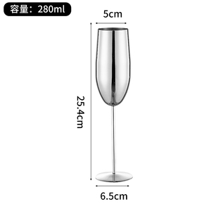 304 in acciaio inox bicchiere di Champagne bicchiere di vino calice di lusso alto in metallo Cocktail di colore <span class=keywords><strong>oro</strong></span> rosa per Bar festa di nozze - Product Image 3