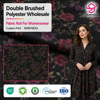 Tissu en polyester double brossé imprimé sur mesure, maille extensible douce pour robes et jupes pour femmes, fournisseur en gros