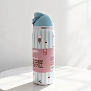Bouteille d'eau sport isotherme OWALA personnalisée en acier inoxydable rouge cerise, double paroi sous vide, avec poignée, grande capacité, pour usage extérieur - Product Image 5