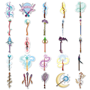 50 pièces d'autocollants décoratifs personnalisés créatifs d'usine, autocollants de baguette magique de <span class=keywords><strong>sorcière</strong></span> de dessin animé écologiques et imperméables - Product Image 3